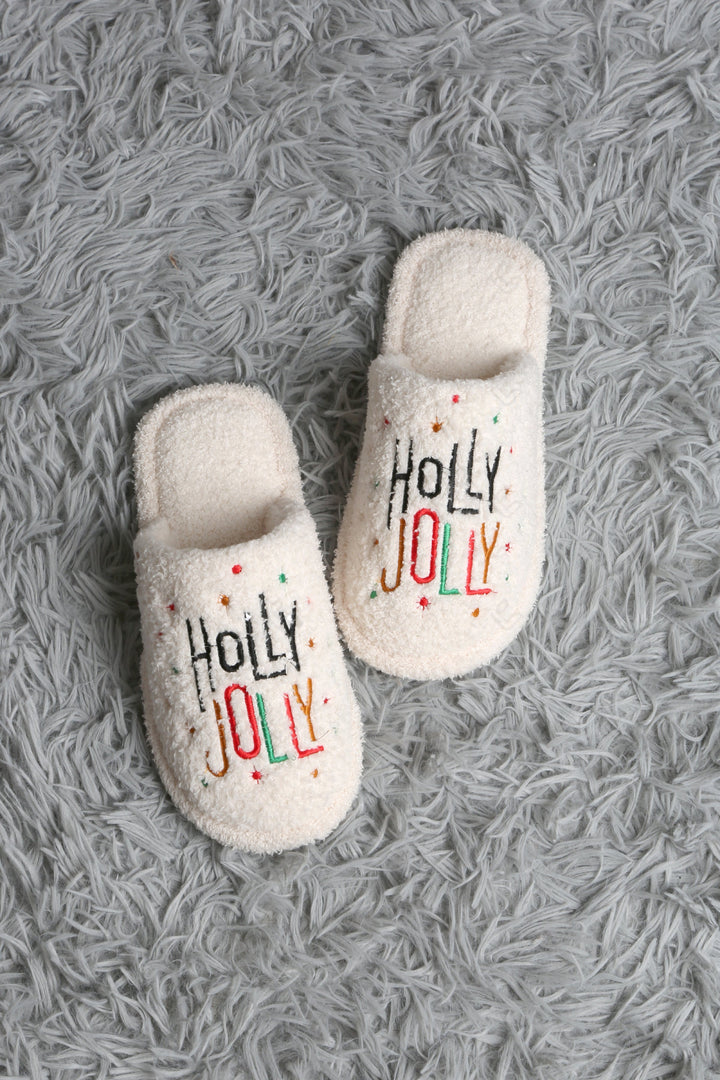 HOLLY JOLLY CHRISTMAS PATTERN SLIPPERS 03 / M/L SLIPPERS/SLIDES