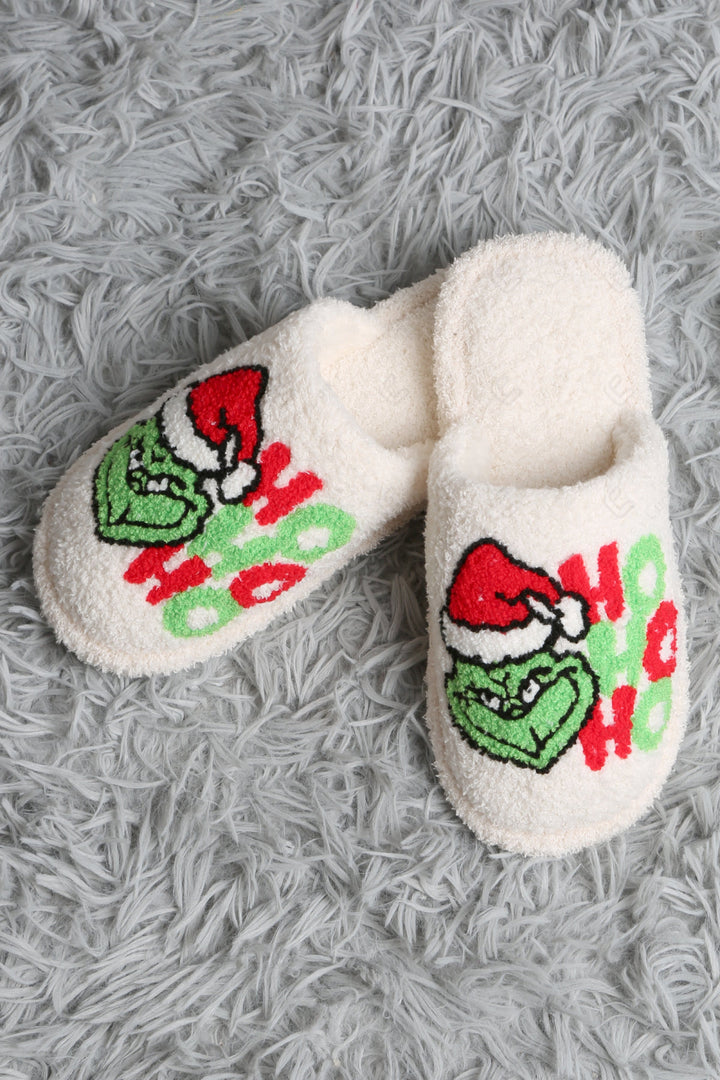 HOLLY JOLLY CHRISTMAS PATTERN SLIPPERS SLIPPERS/SLIDES