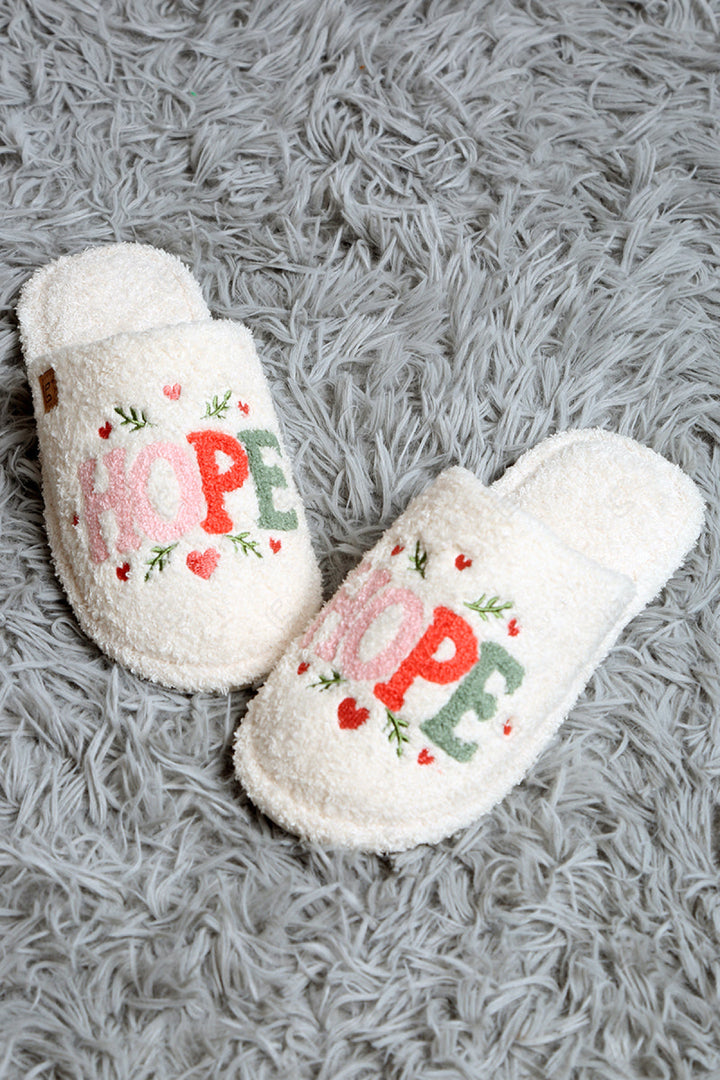 HOPE &amp; HEARTS PATTERN SLIPPERS 02 / M/L SLIPPERS/SLIDES