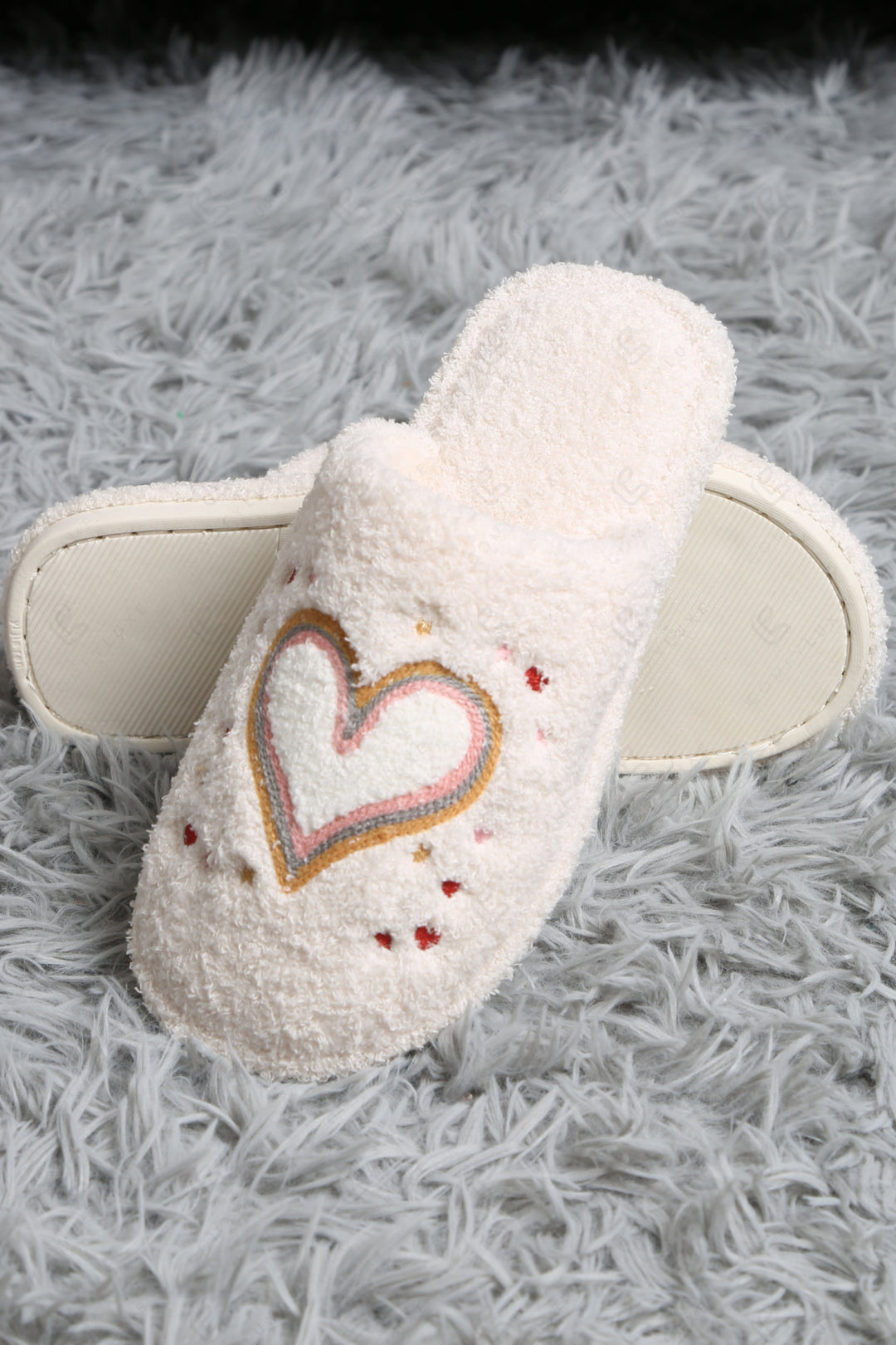 HOPE &amp; HEARTS PATTERN SLIPPERS SLIPPERS/SLIDES