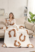 Load image into Gallery viewer, HORSESHOE PATTERN THROW BLANKET BROWN THROW BLANKETS
