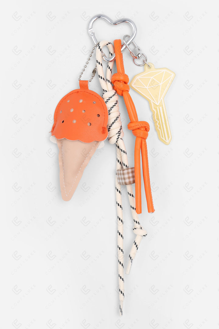 ICE CREAM KEYCHAIN/BAG CHARM ORANGE KEYCHAINS