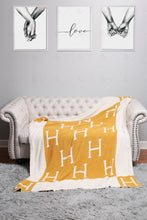 Load image into Gallery viewer, INITIAL ’H’ PATTERN THROW BLANKET YELLOW THROW BLANKETS
