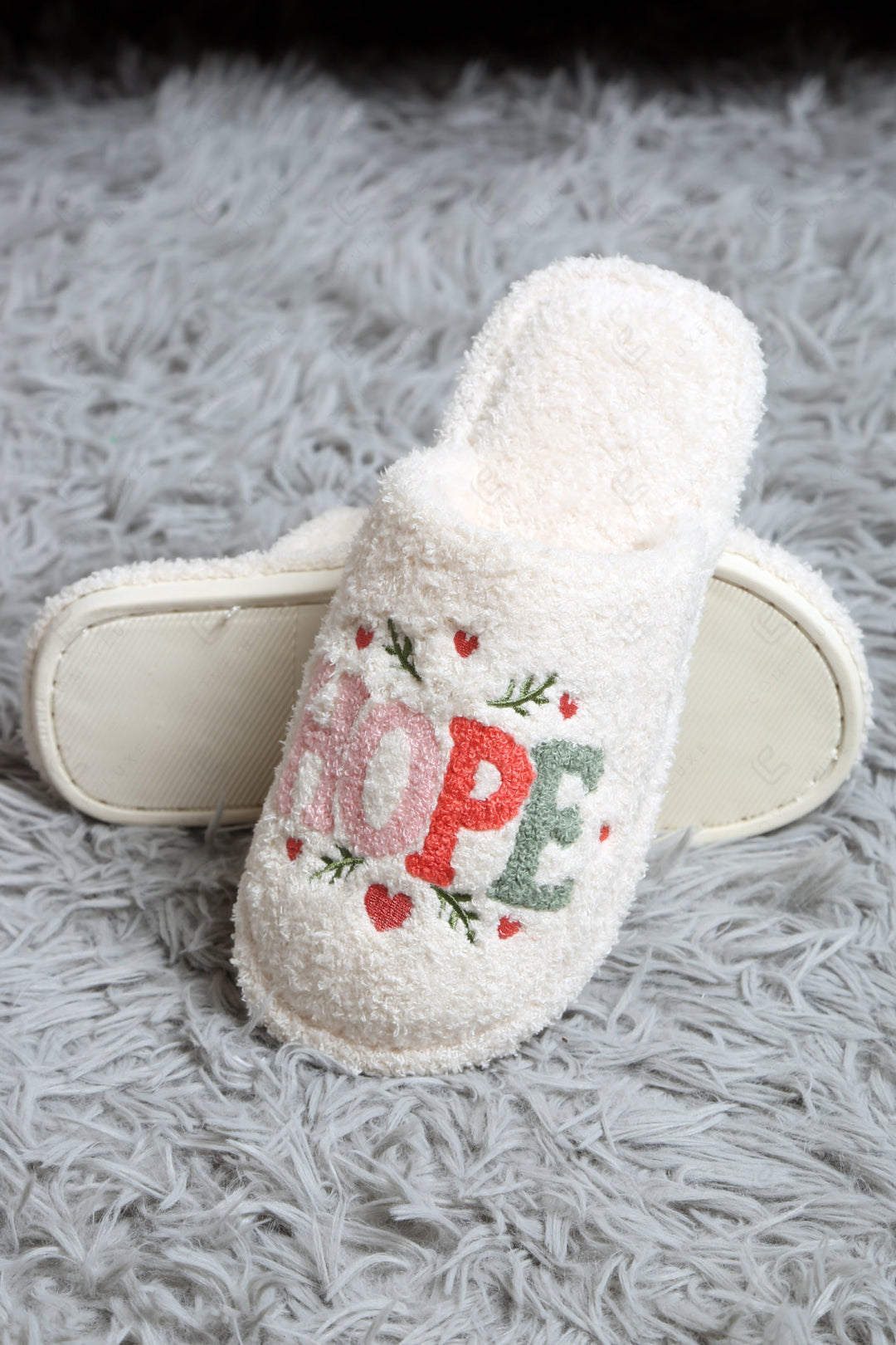 JOY &amp; FLORAL PATTERN SLIPPERS SLIPPERS/SLIDES