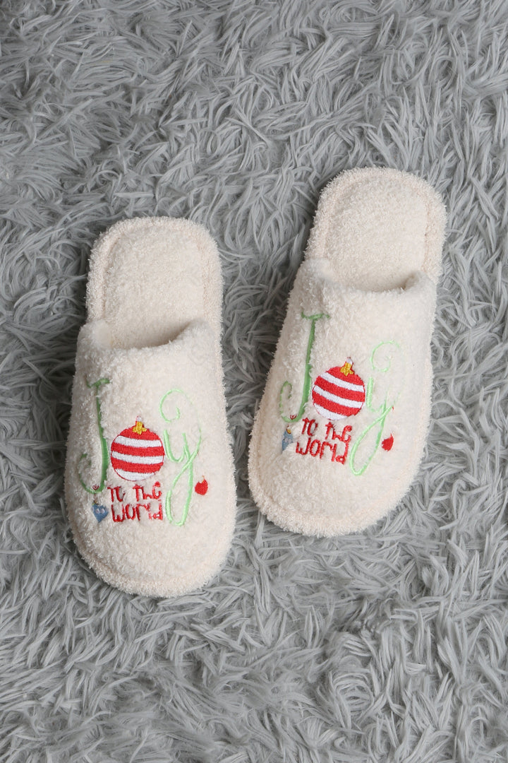 JOY &amp; ORNAMENT CHRISTMAS PATTERN SLIPPERS 01 / M/L SLIPPERS/SLIDES