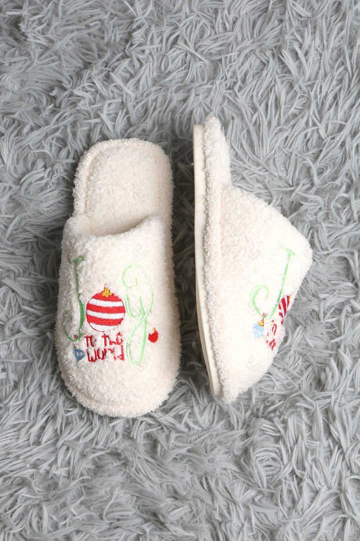 JOY &amp; ORNAMENT CHRISTMAS PATTERN SLIPPERS SLIPPERS/SLIDES