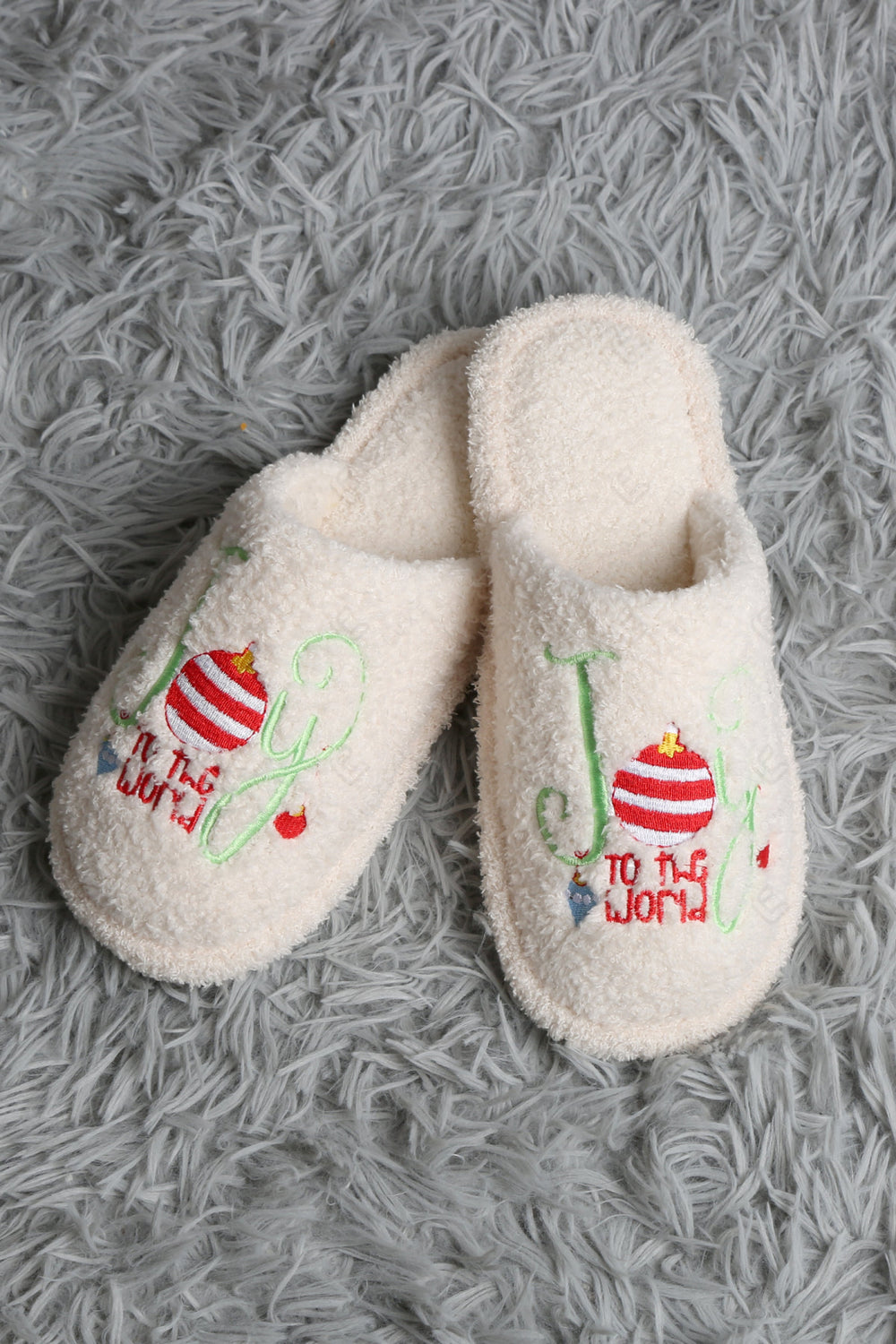JOY & ORNAMENT CHRISTMAS PATTERN SLIPPERS SLIPPERS/SLIDES