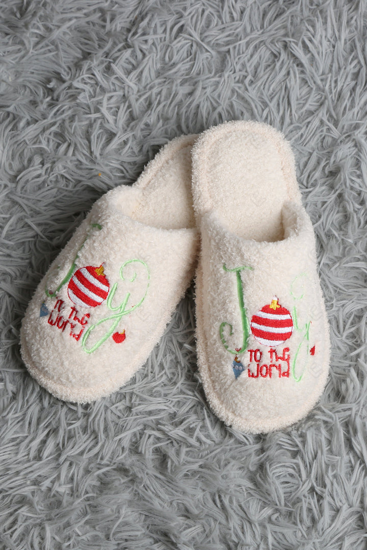 JOY &amp; ORNAMENT CHRISTMAS PATTERN SLIPPERS SLIPPERS/SLIDES