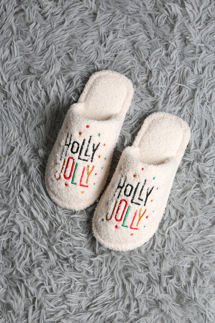 JOY &amp; ORNAMENT CHRISTMAS PATTERN SLIPPERS SLIPPERS/SLIDES