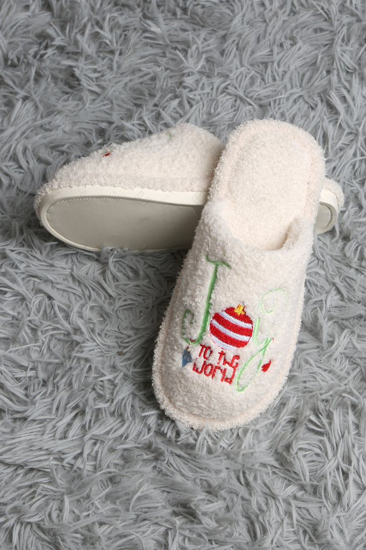 JOY &amp; ORNAMENT CHRISTMAS PATTERN SLIPPERS SLIPPERS/SLIDES