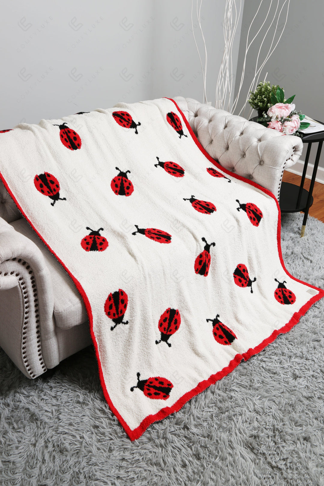 LADYBUG PATTERN THROW BLANKET RED THROW BLANKETS