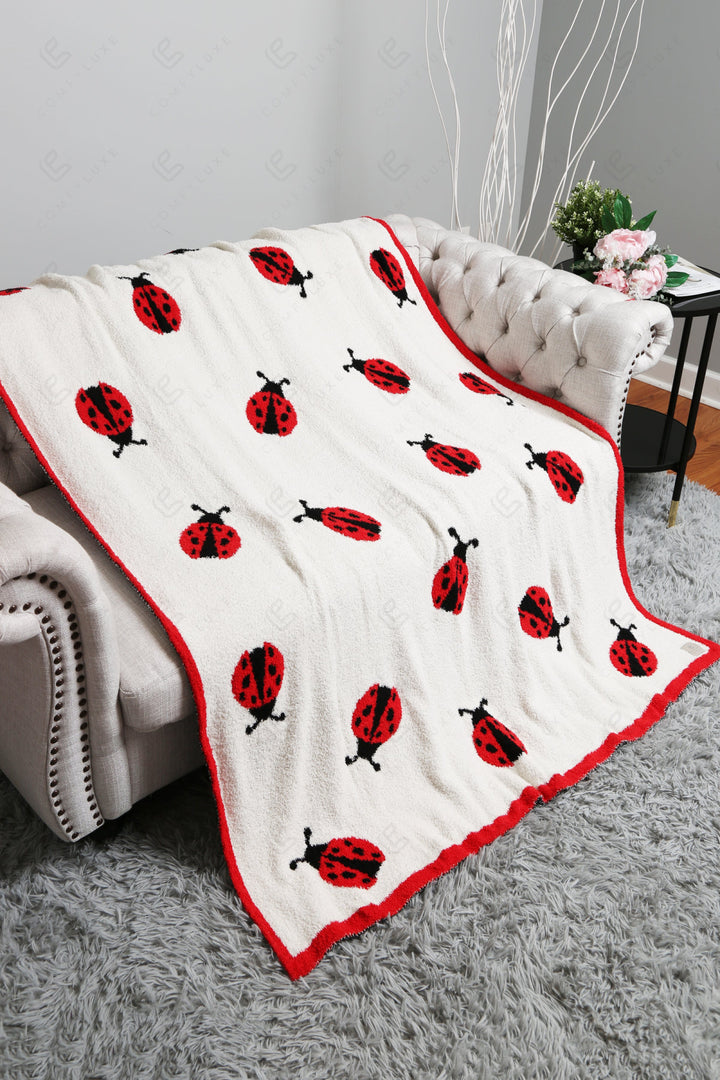 LADYBUG PATTERN THROW BLANKET RED THROW BLANKETS