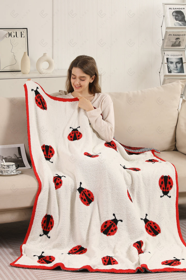 LADYBUG PATTERN THROW BLANKET RED THROW BLANKETS