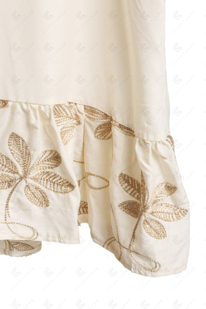 LEAF PATTERN EMBROIDERED COVER-UP DRESS APPAREL