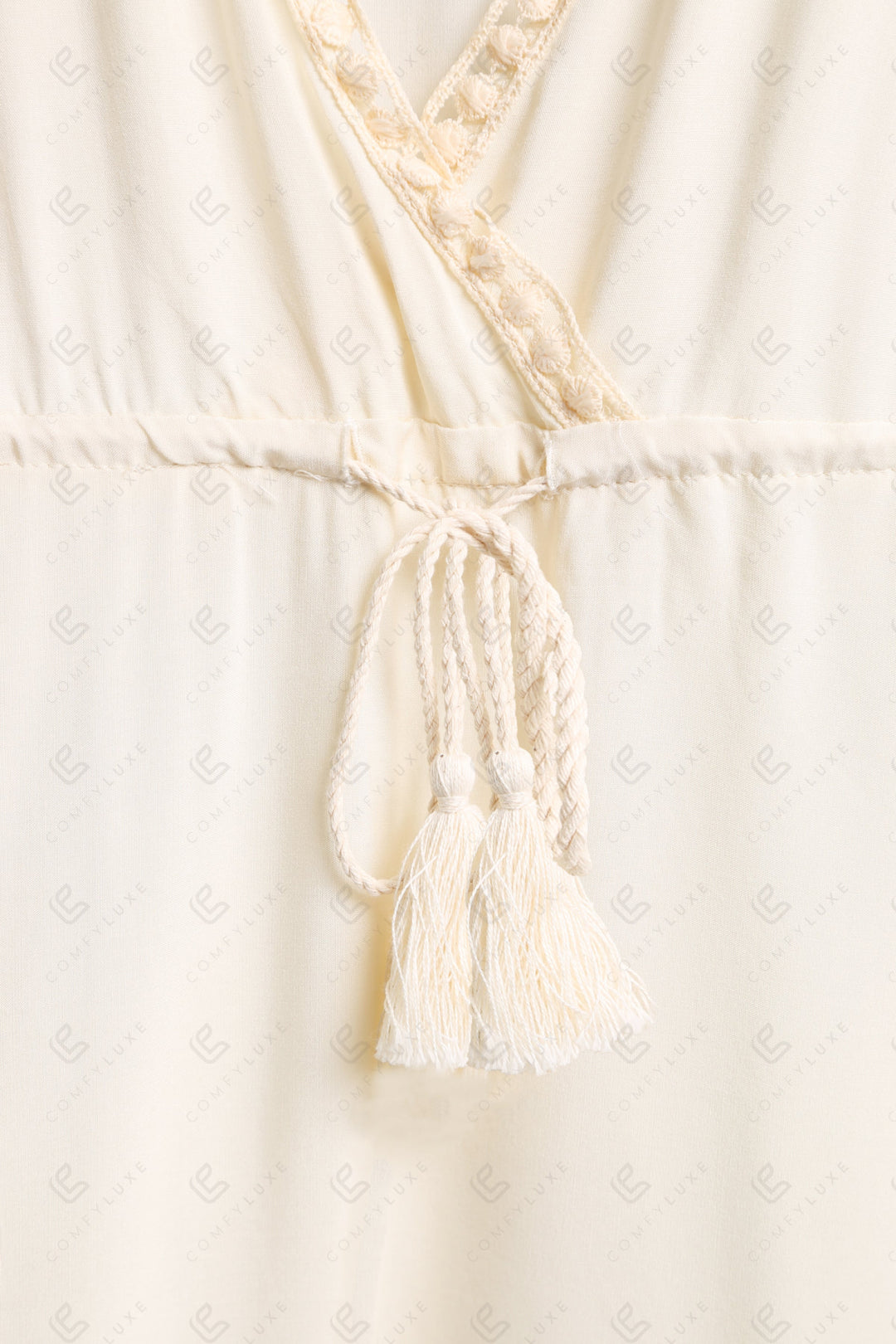 LEAF PATTERN EMBROIDERED COVER-UP DRESS APPAREL