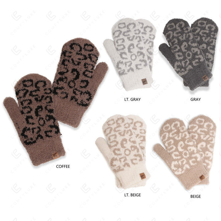 LEOPARD PATTERN MITTEN GLOVES