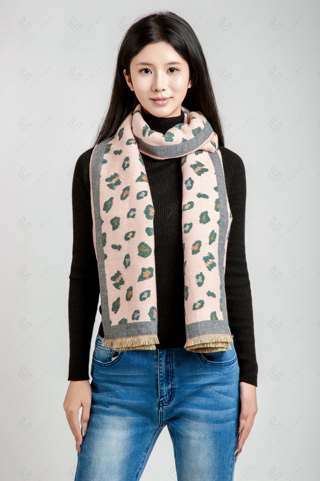 LEOPARD PATTERN SCARF PINK SCARVES