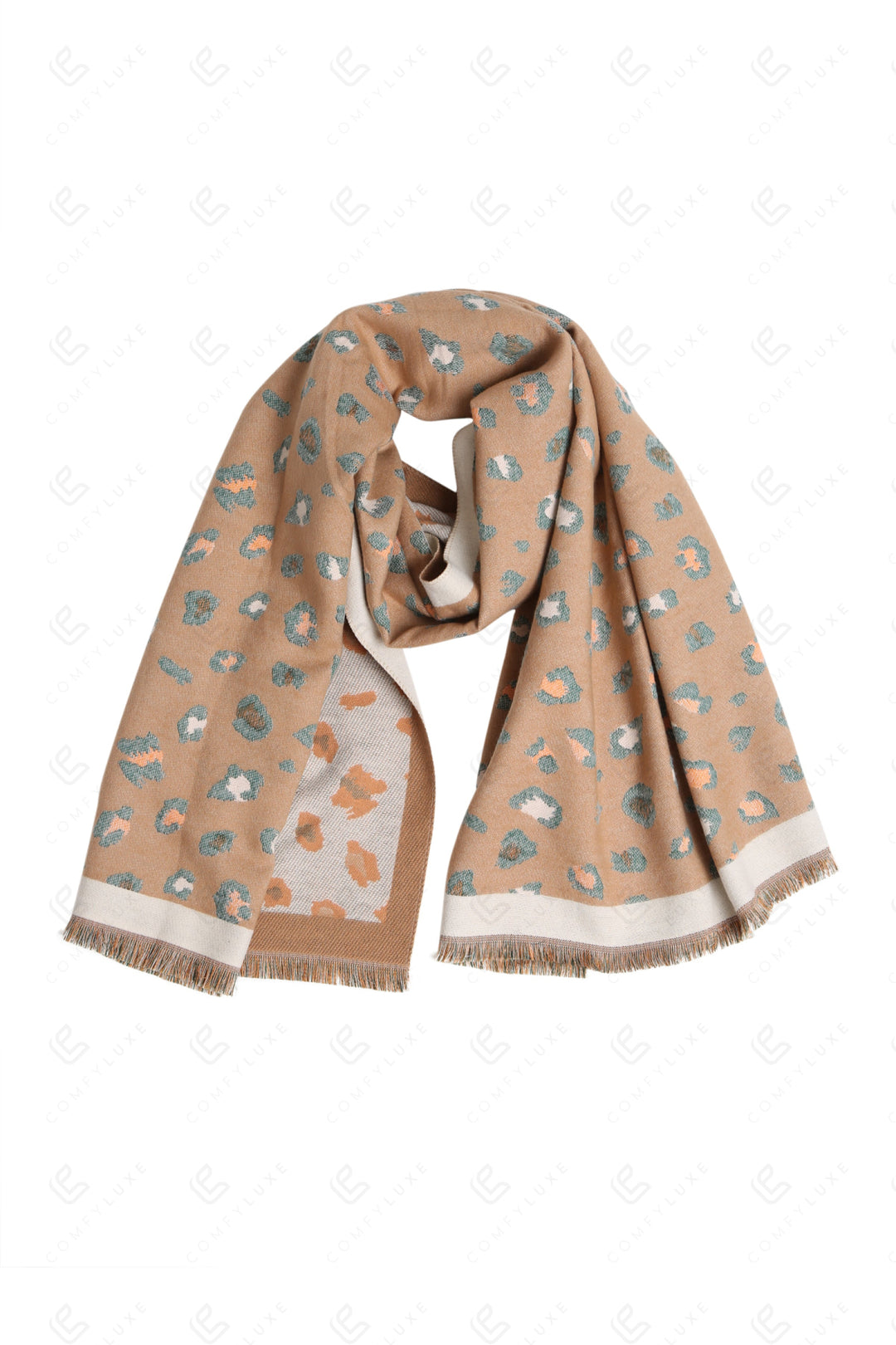 LEOPARD PATTERN SCARF BEIGE SCARVES