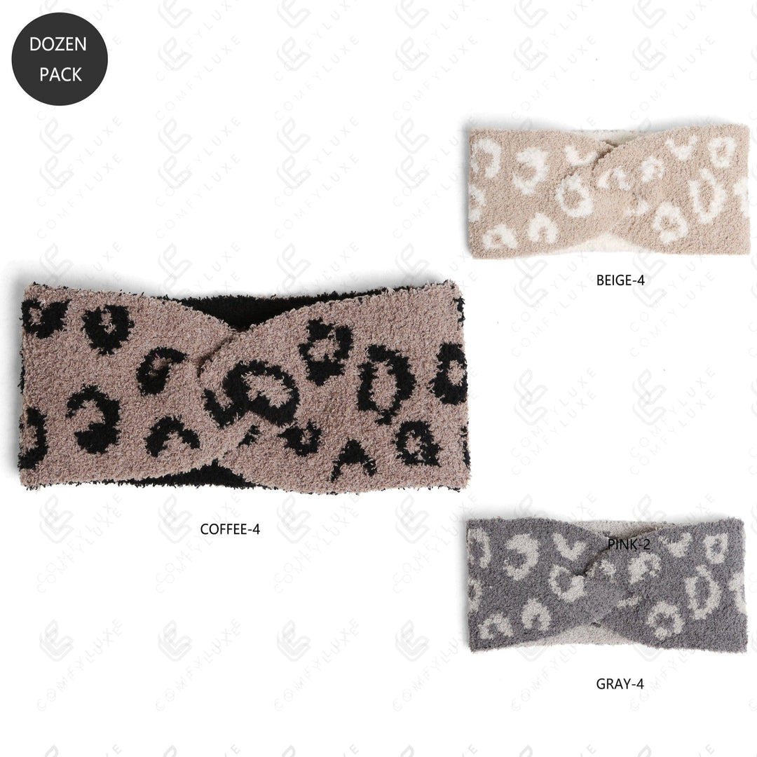 LEOPARD PATTERN TWIST KNOT HEADBAND HEADWEAR