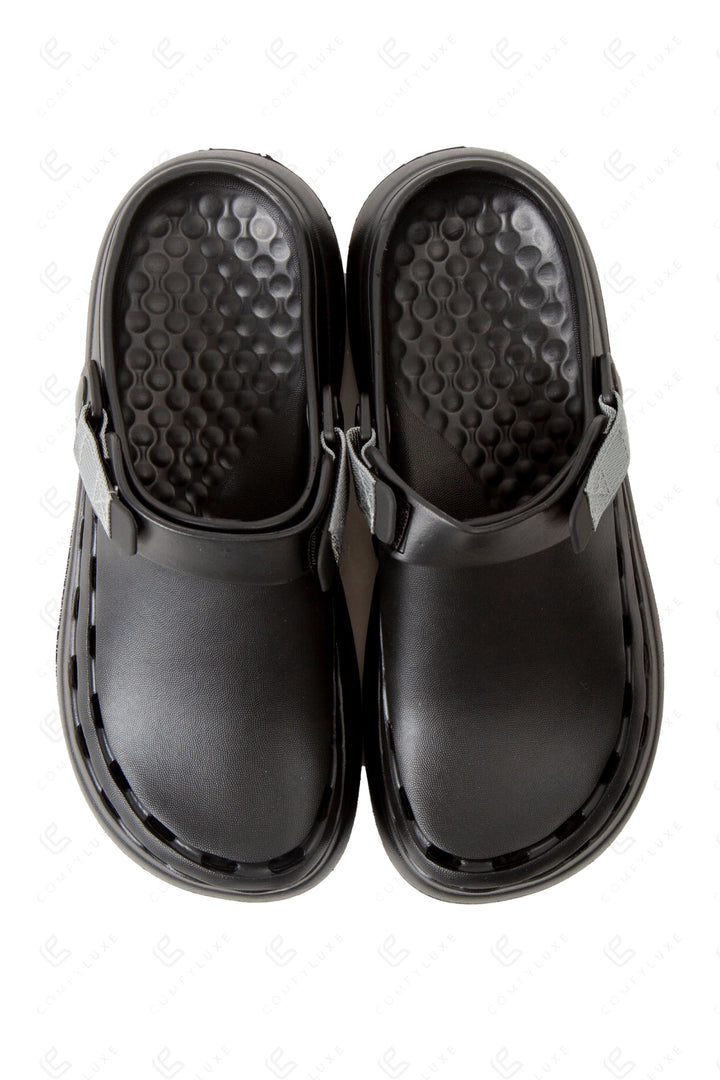 MEN’S SOLID COLOR CLOGS BLACK SLIPPERS/SLIDES