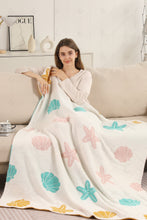 Load image into Gallery viewer, MULTI-COLORED SEASHELL &amp; STARFISH PATTERN THROW BLANKET SEA THROW BLANKETS
