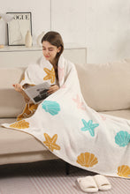 Load image into Gallery viewer, MULTI-COLORED SEASHELL &amp; STARFISH PATTERN THROW BLANKET SEA THROW BLANKETS
