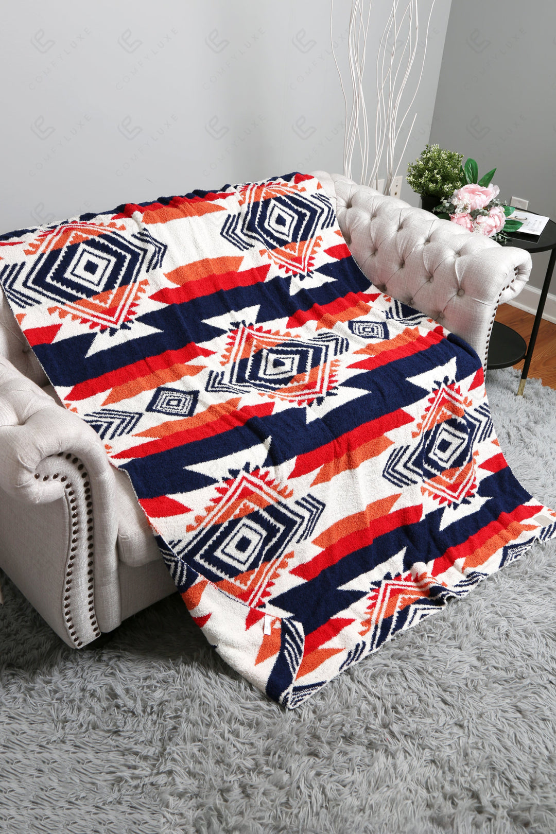 MULTI-COLORED TRIBAL PATTERN THROW BLANKET 01 THROW BLANKETS