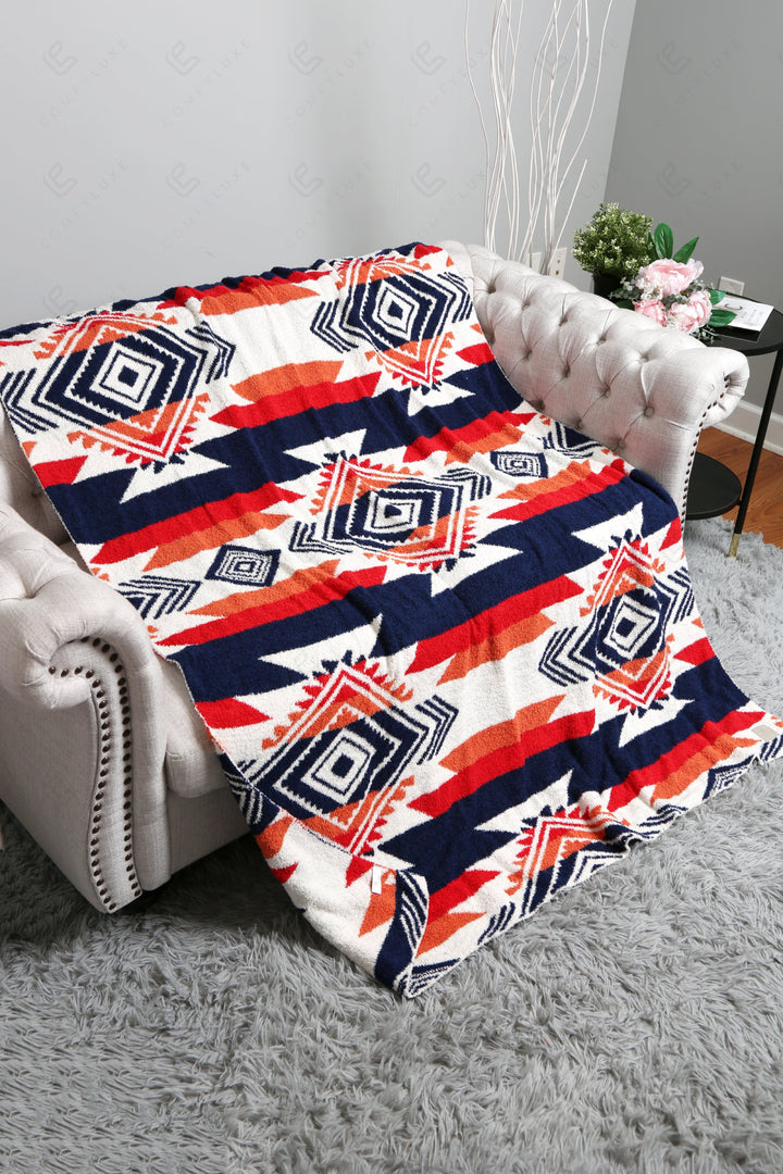 MULTI-COLORED TRIBAL PATTERN THROW BLANKET 01 THROW BLANKETS