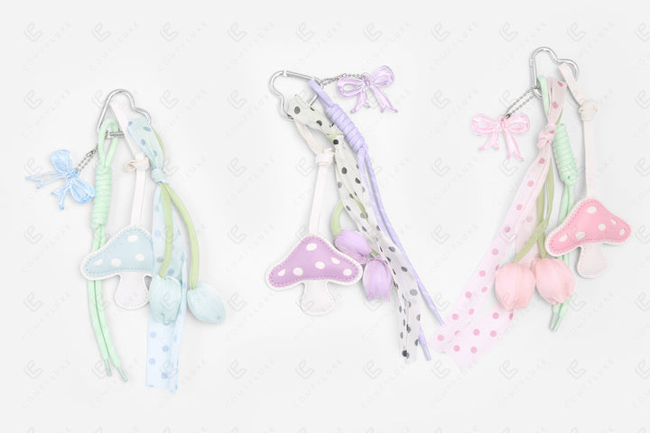 MUSHROOM &amp; TULIP KEYCHAIN/BAG CHARM KEYCHAINS