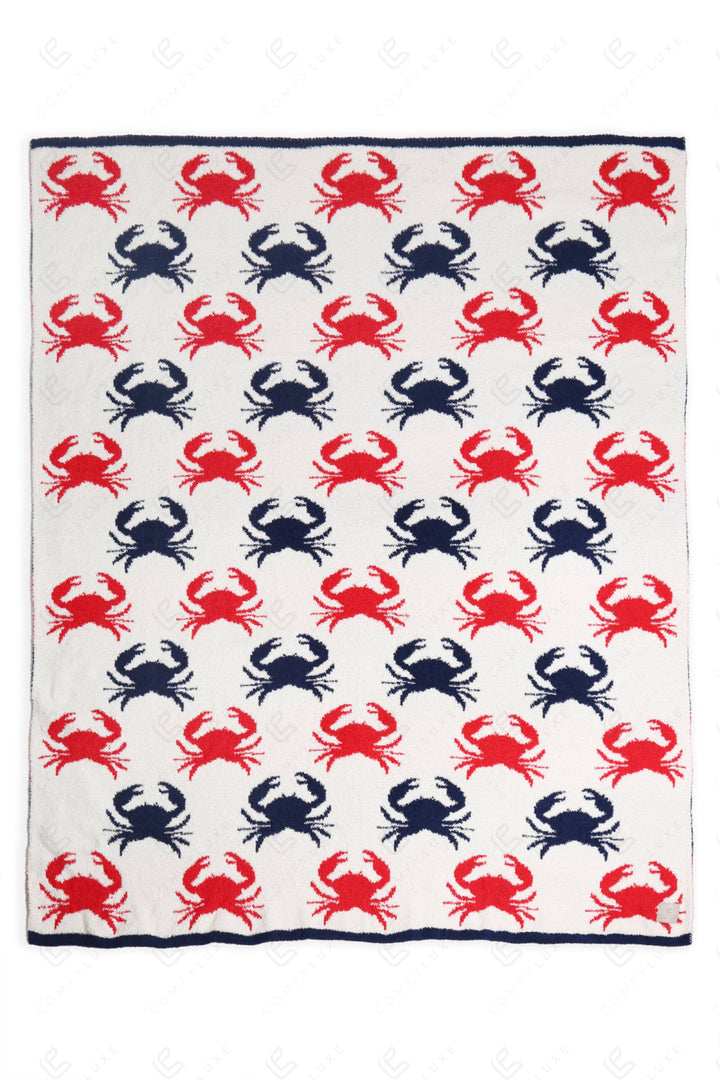 NAUTICAL PATTERN THROW BLANKET CRAB THROW BLANKETS