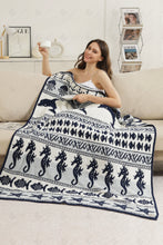 Load image into Gallery viewer, NAUTICAL PATTERN THROW BLANKET NAVY THROW BLANKETS
