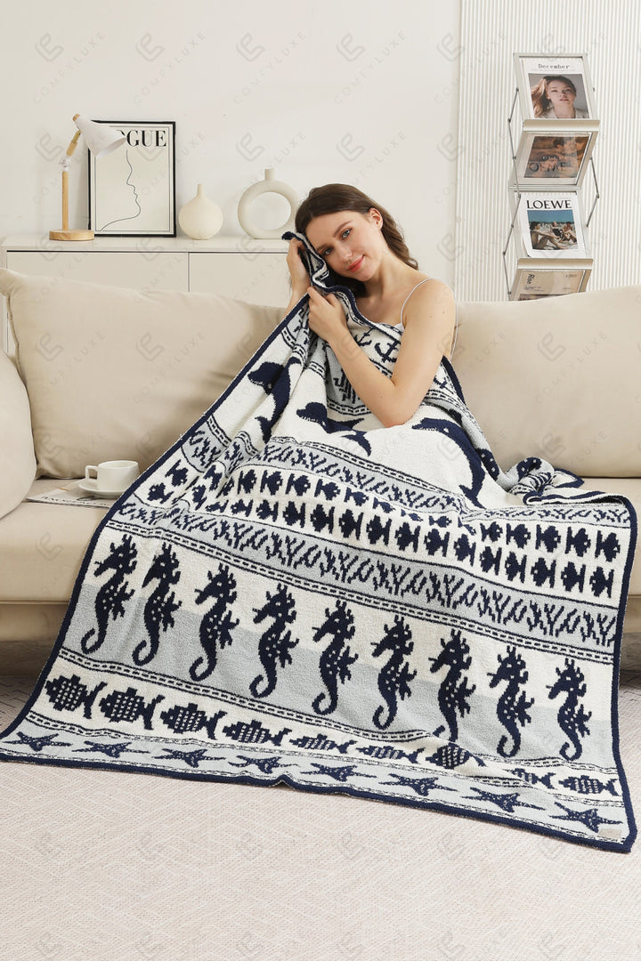NAUTICAL PATTERN THROW BLANKET NAVY THROW BLANKETS