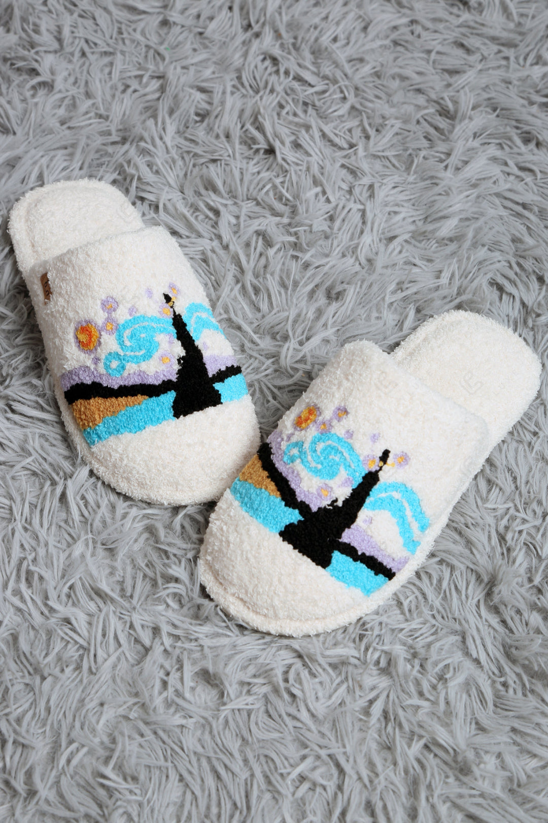 PAINTING-INSPIRED PATTERN SLIPPERS BLUE / M/L SLIPPERS/SLIDES