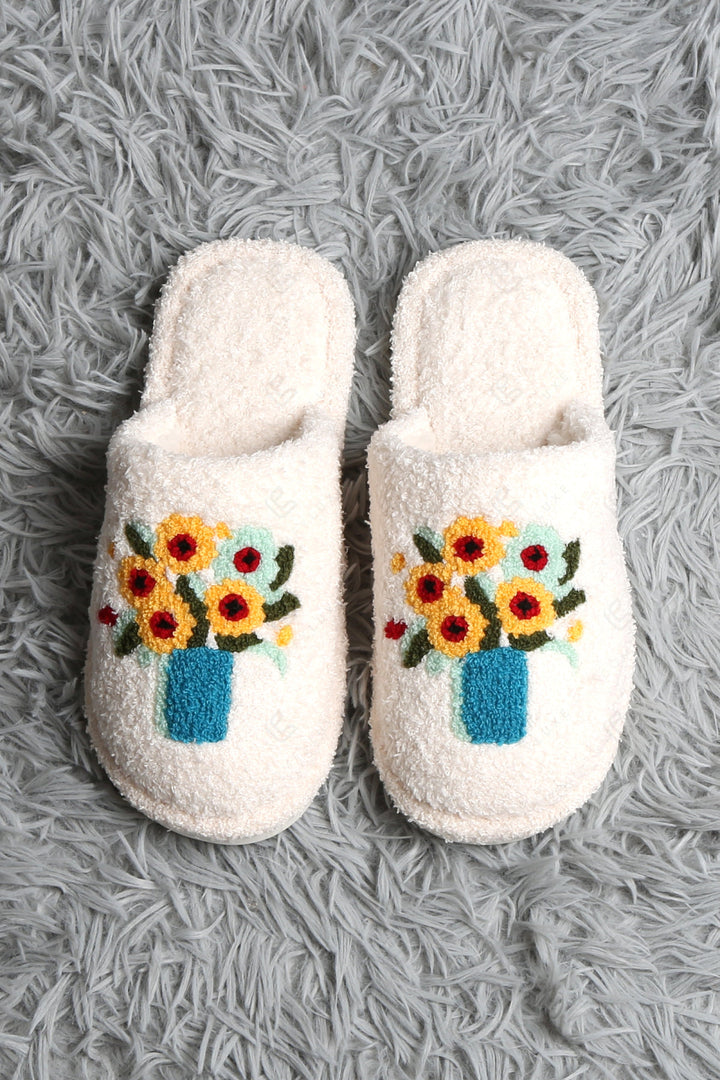 PAINTING INSPIRED PATTERN SLIPPERS YELLOW / M/L SLIPPERS/SLIDES