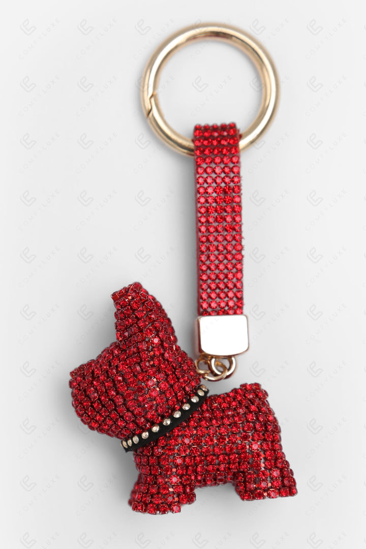 PUPPY KEYCHAIN/BAG CHARM RED KEYCHAINS