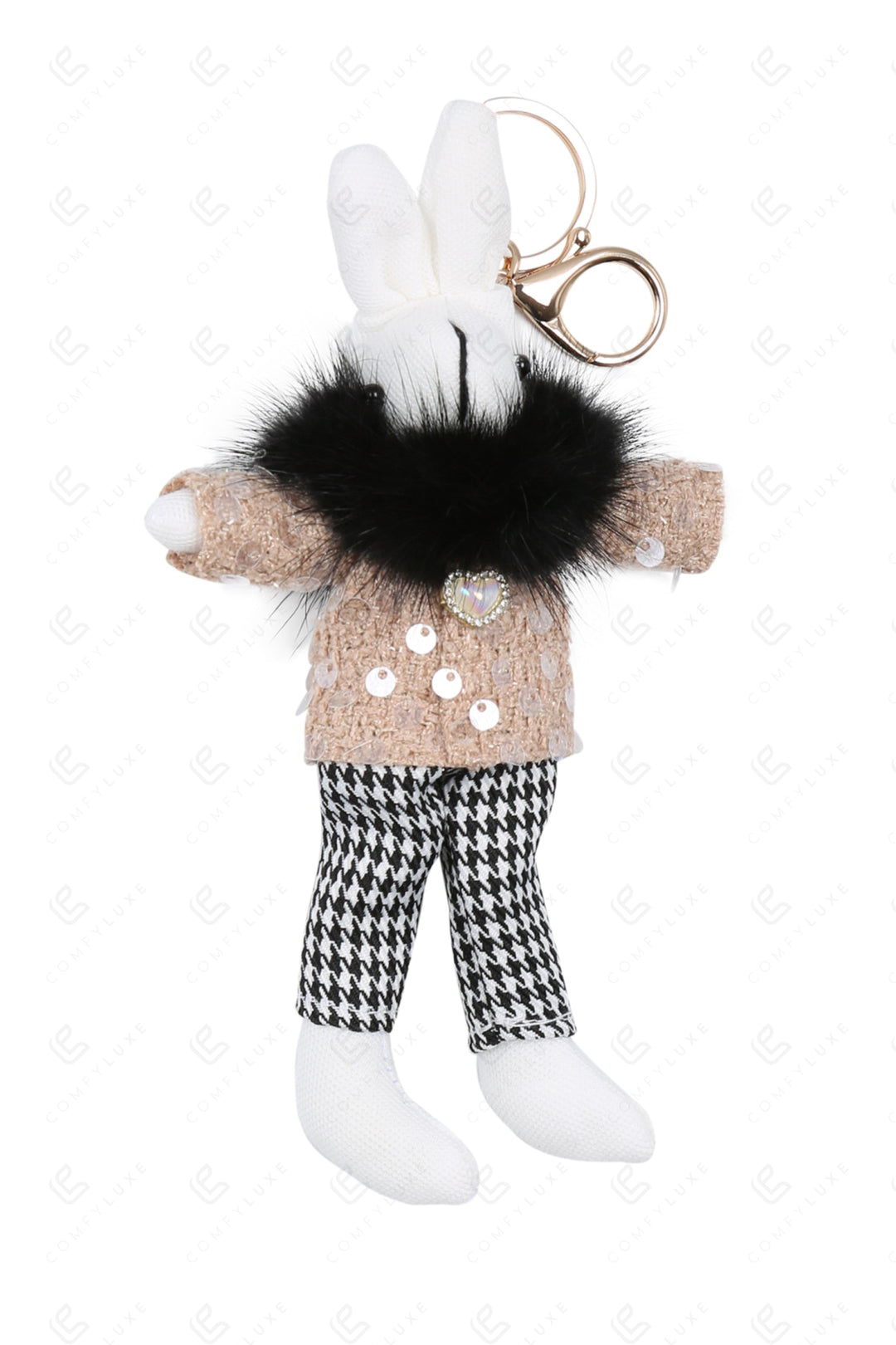 RABBIT IN PANTS KEYCHAIN/BAG CHARM CAMEL KEYCHAINS