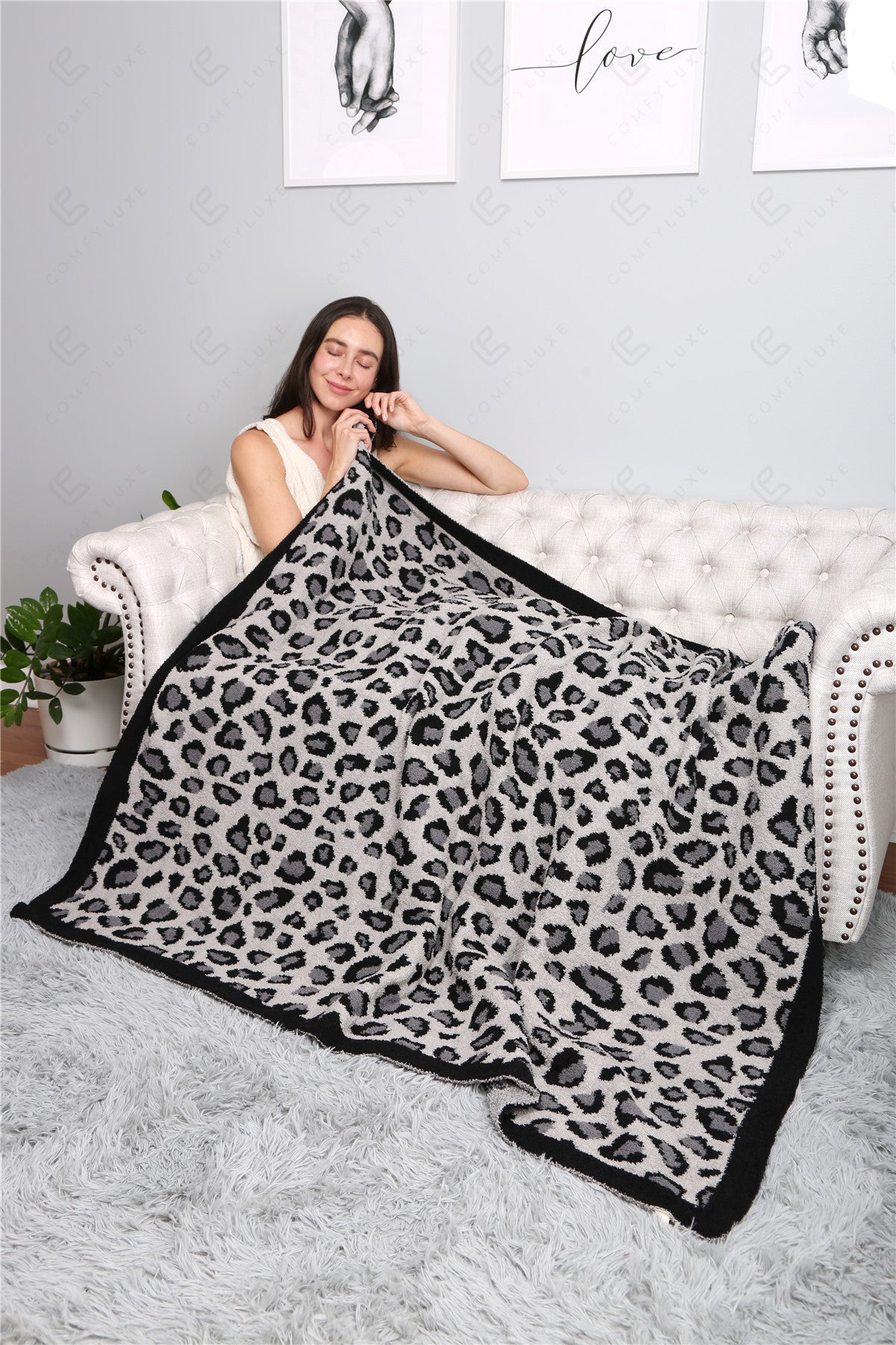 SAFARI PATTERN THROW BLANKET GRAY THROW BLANKETS