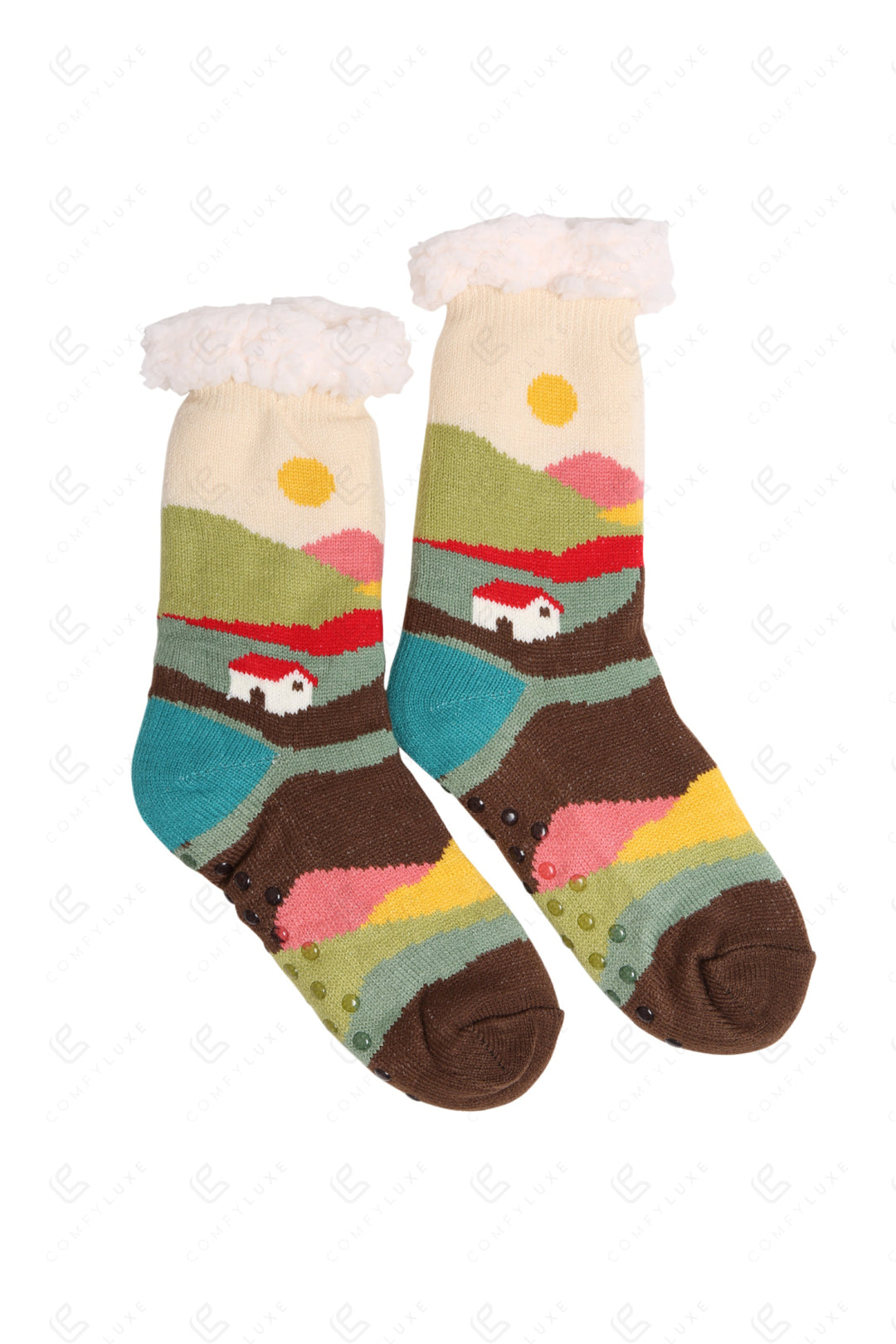 SCENIC LANDSCAPE PATTERN SLIPPER SOCKS SOCKS