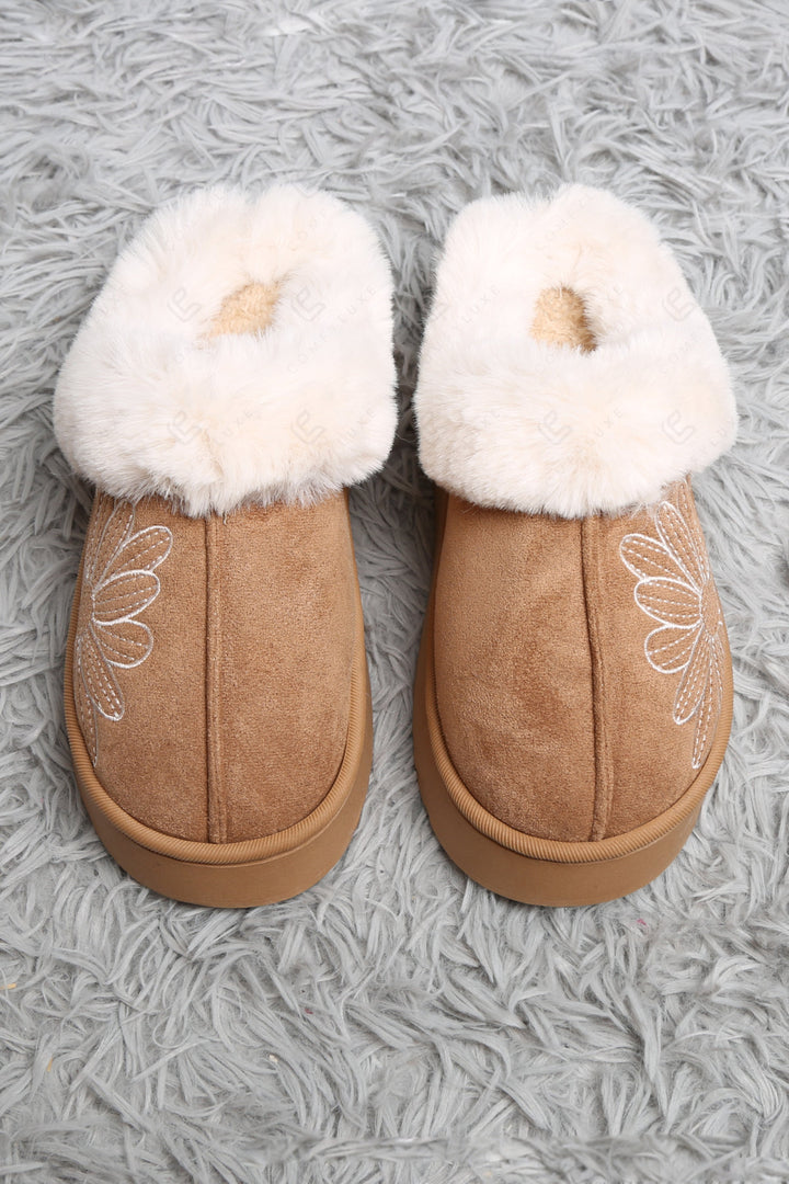 SOLID COLOR &amp; FLORAL PATTERN MULE SLIPPERS CAMEL SLIPPERS/SLIDES