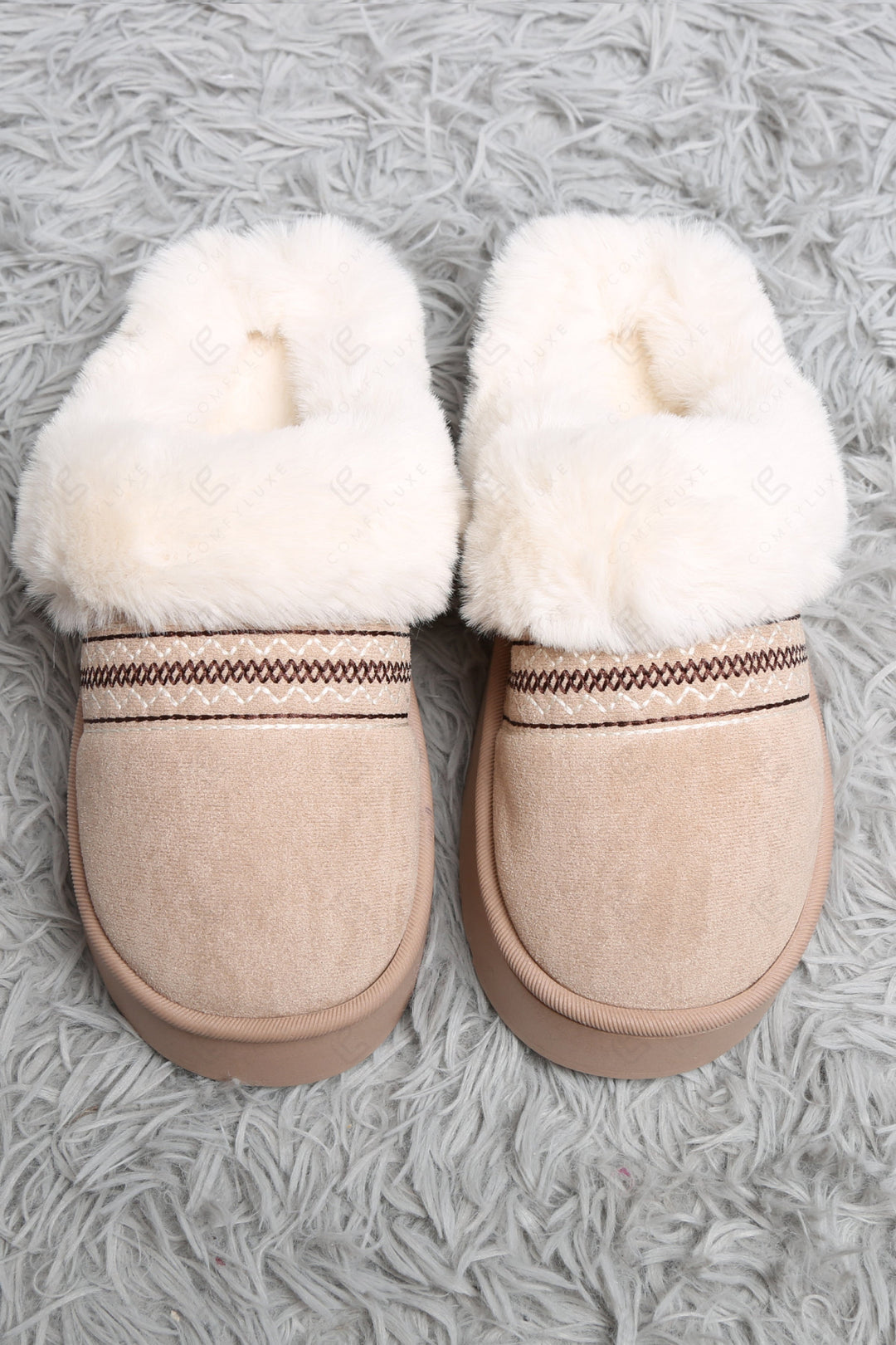 SOLID COLOR & GEOMETRIC PATTERN MULE SLIPPERS BEIGE SLIPPERS/SLIDES