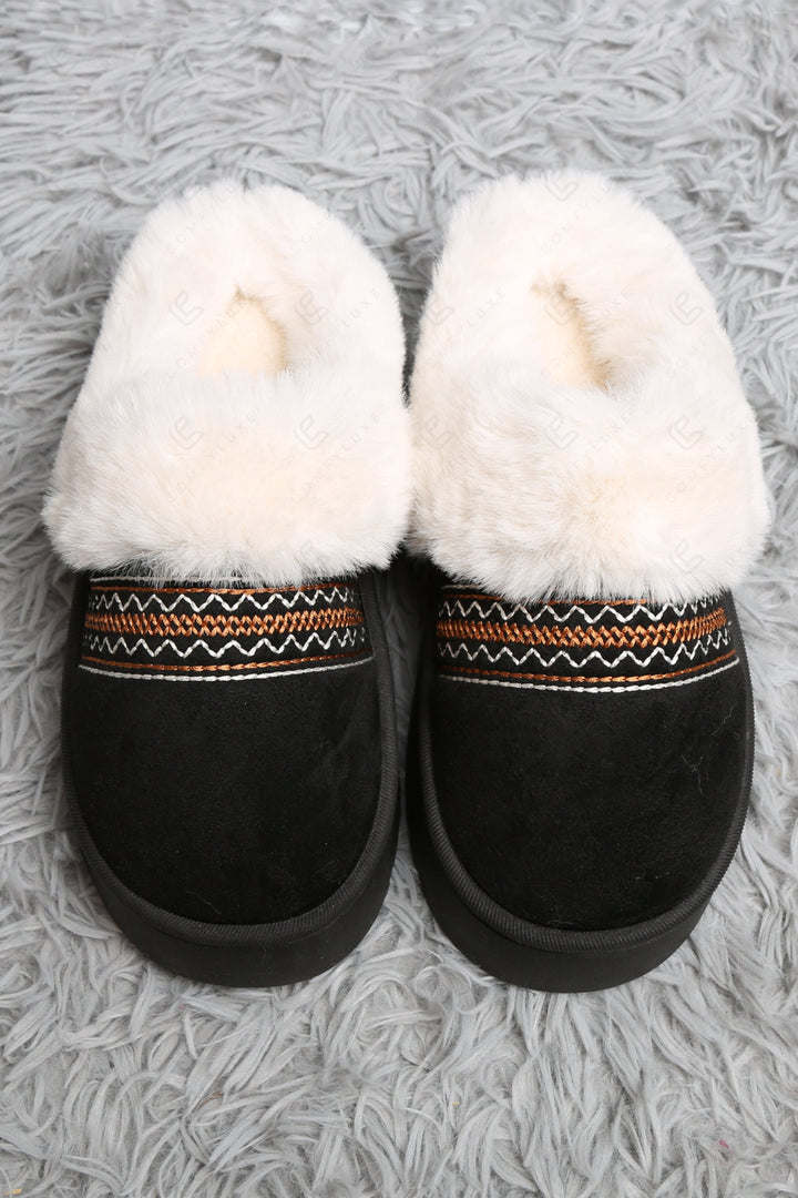 SOLID COLOR &amp; GEOMETRIC PATTERN MULE SLIPPERS BLACK SLIPPERS/SLIDES