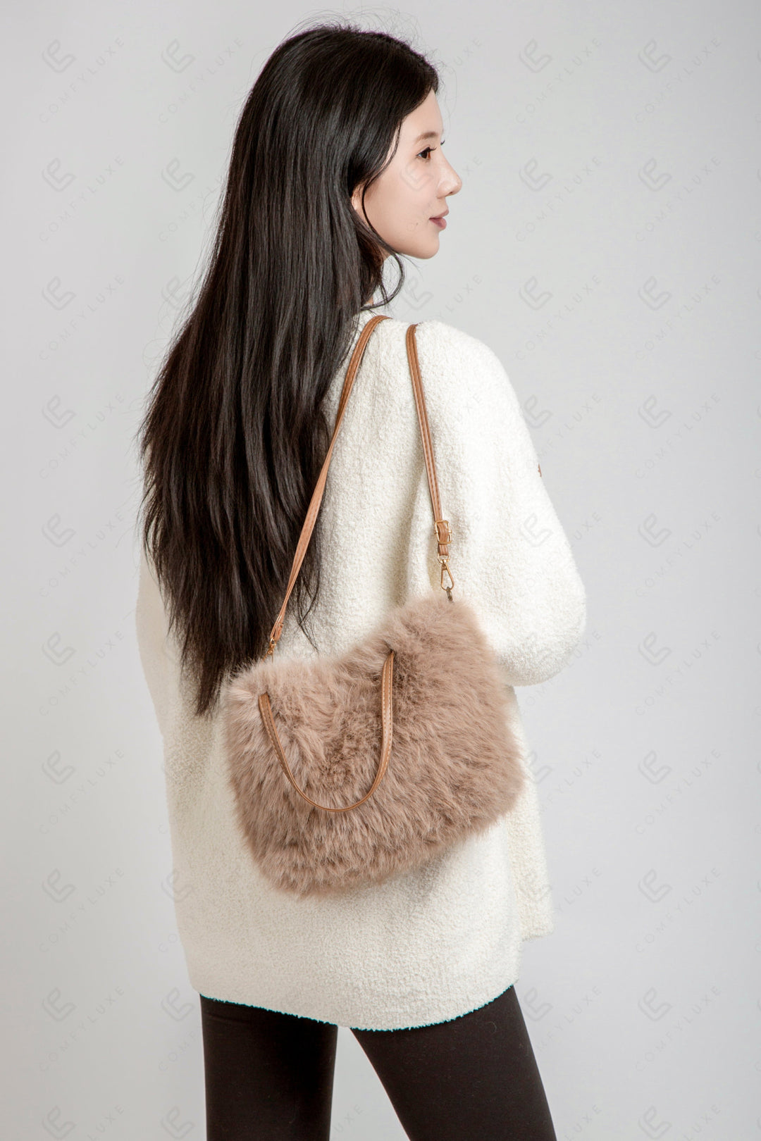 SOLID COLOR HANDBAG MINK BAGS