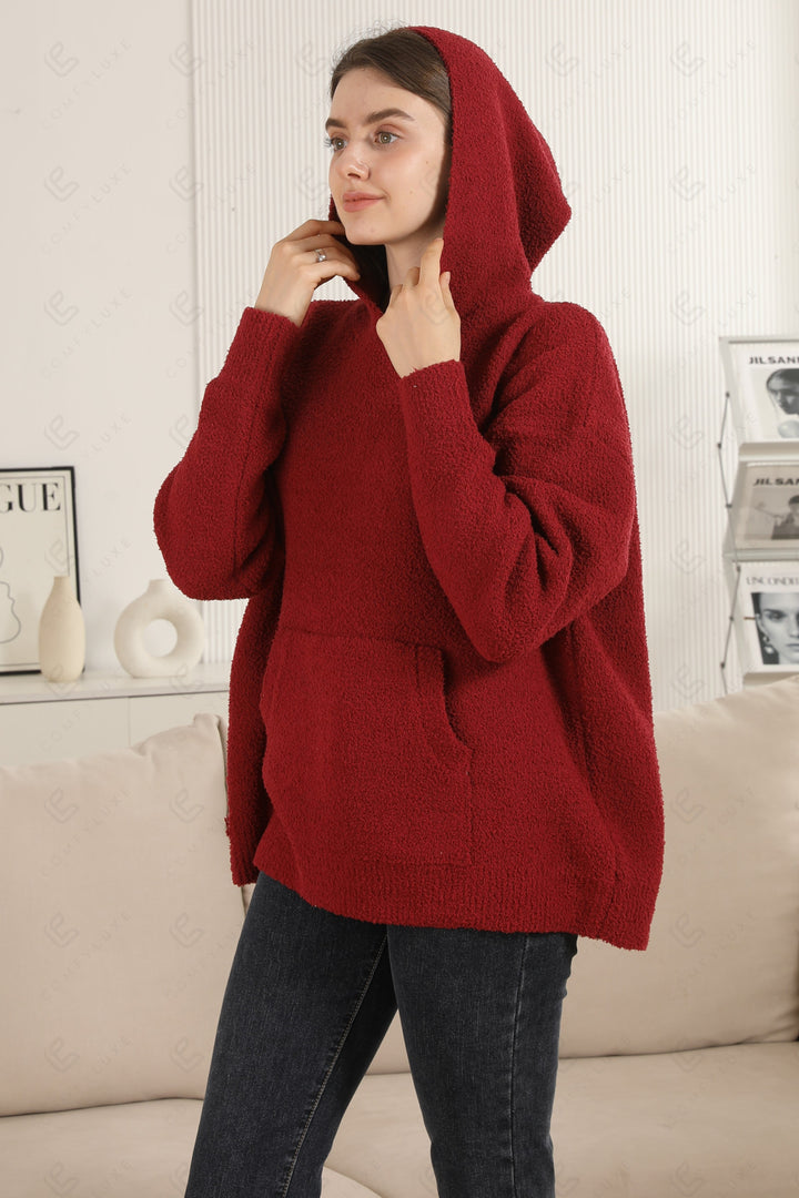 SOLID COLOR HOODIE BURGUNDY APPAREL