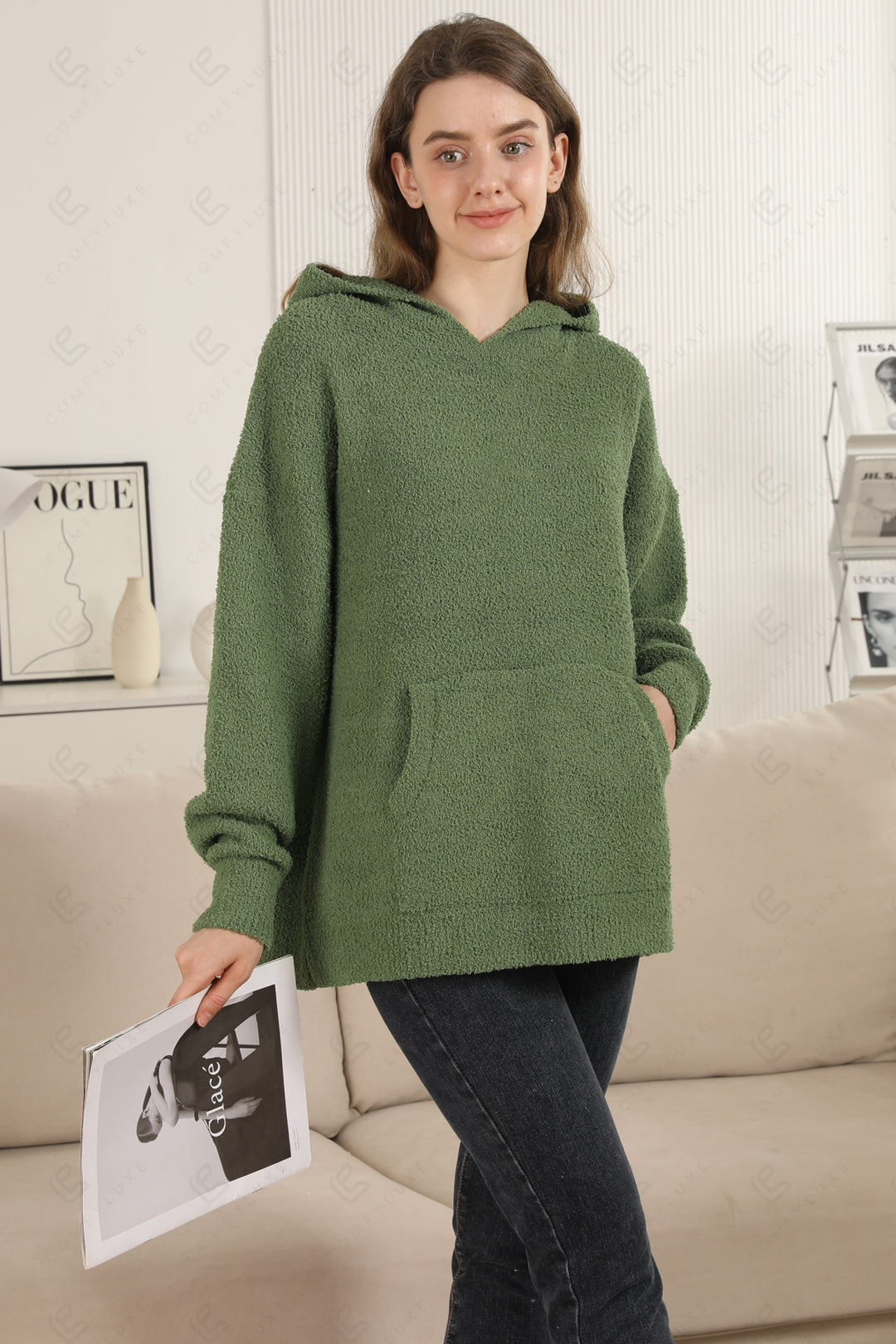 SOLID COLOR HOODIE GREEN APPAREL