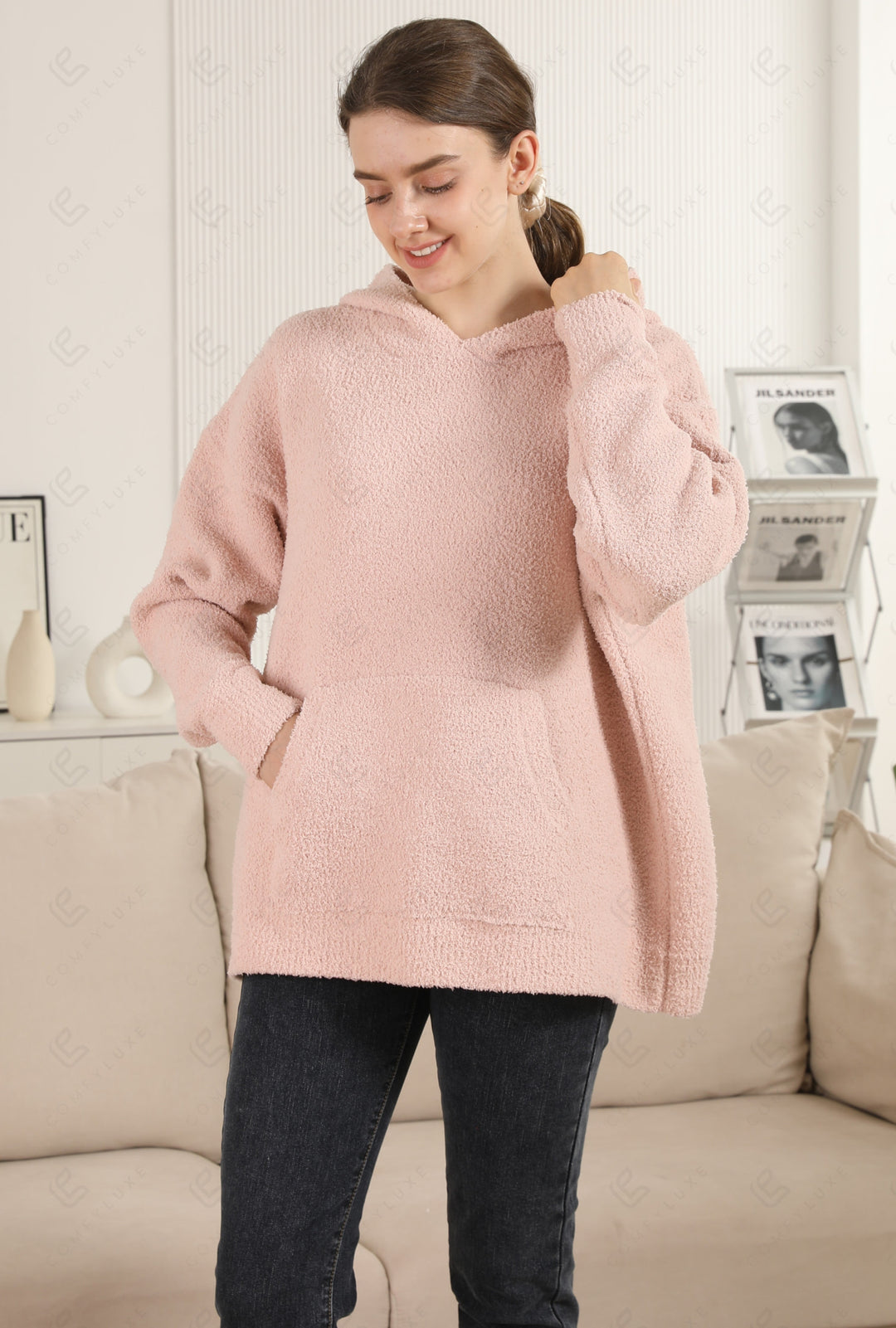 SOLID COLOR HOODIE PINK APPAREL