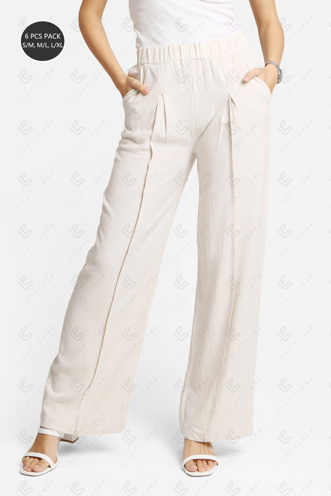 SOLID COLOR PANTS BEIGE APPAREL