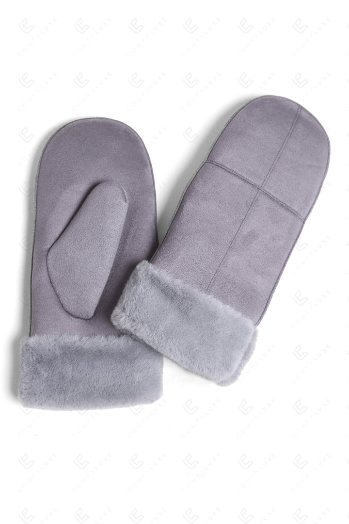 SOLID COLOR MITTENS GRAY GLOVES