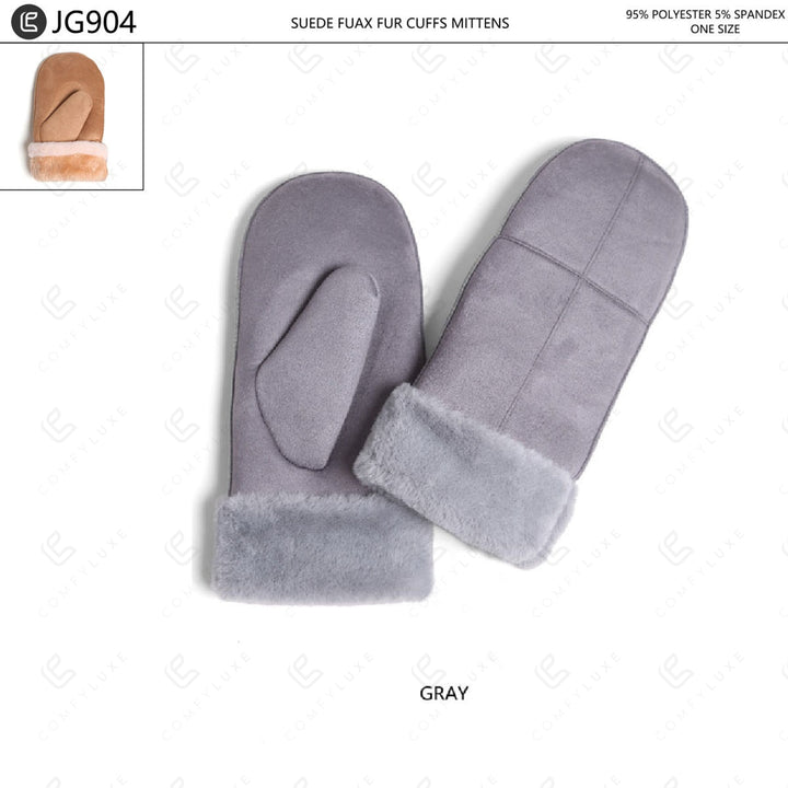 SOLID COLOR MITTENS GRAY GLOVES