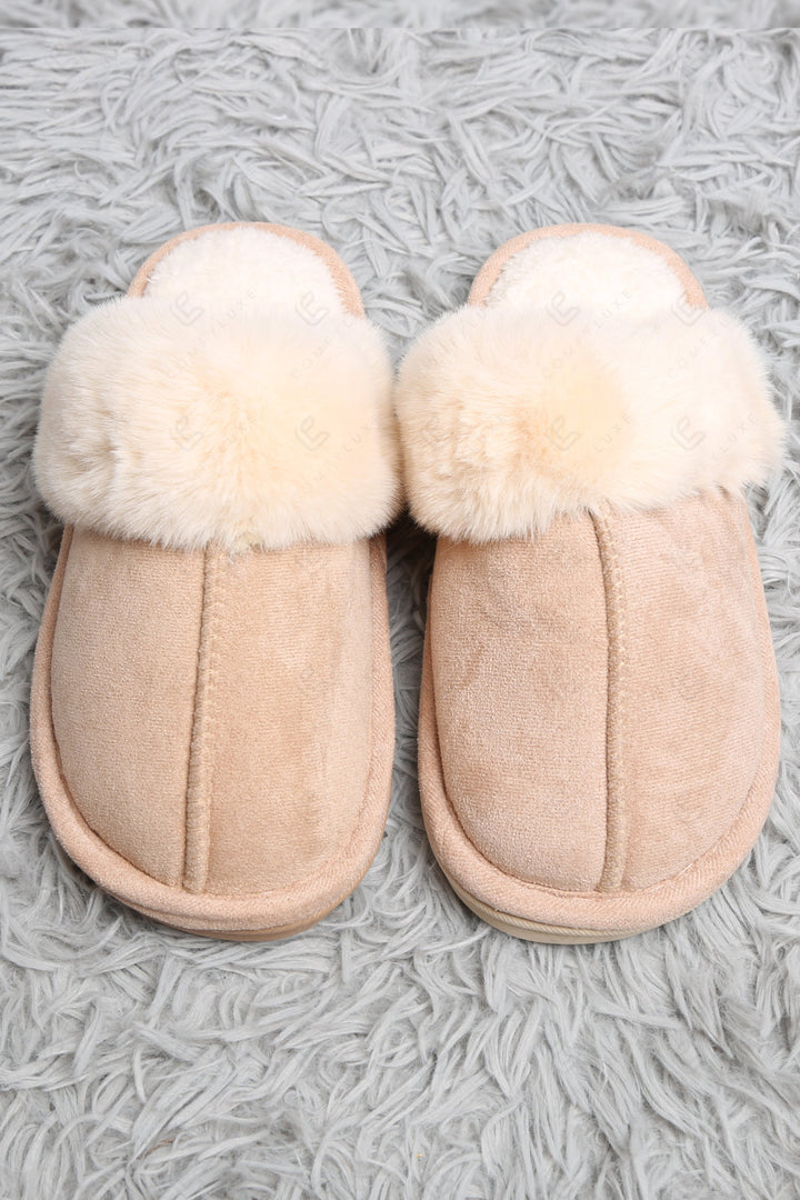 SOLID COLOR MULE SLIPPERS BEIGE SLIPPERS/SLIDES