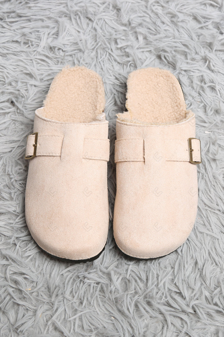 SOLID COLOR MULE SLIPPERS BEIGE SLIPPERS/SLIDES